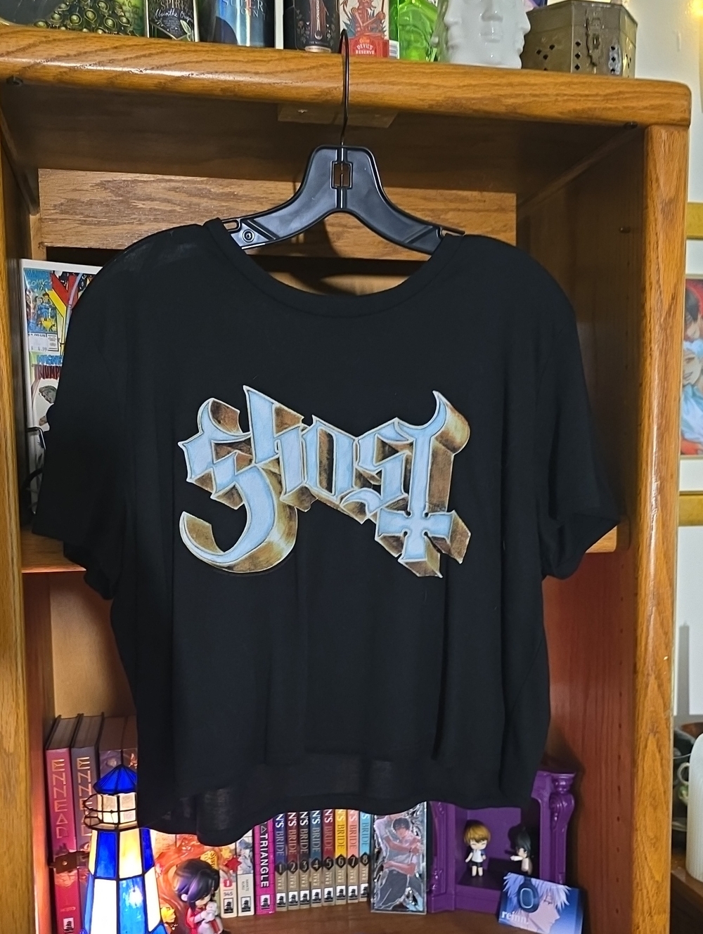 Women's Ghost Band Black Crop Top
